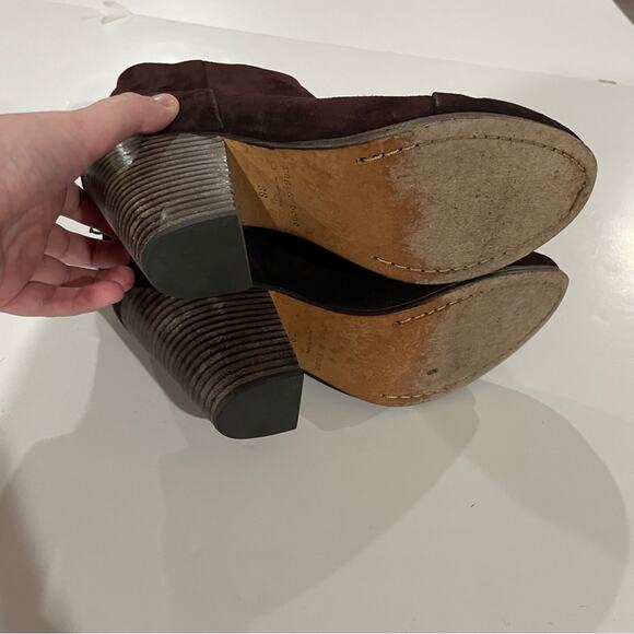 Rag & Bone Classic Newbury Burgundy Suede Heeled Ankle Booties Size 38‎ - Picture 8 of 14